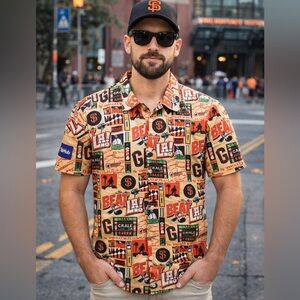 San Francisco Giants Hawaiian Shirt Mens M Beat LA AOP MLB Baseball Button Up